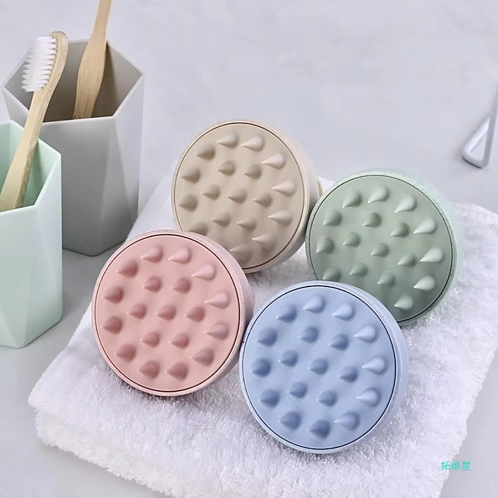 Norvo | Hvetehalm Silikon Hodebunnsmassasje Sjampo Børste med Myke Silikonbust