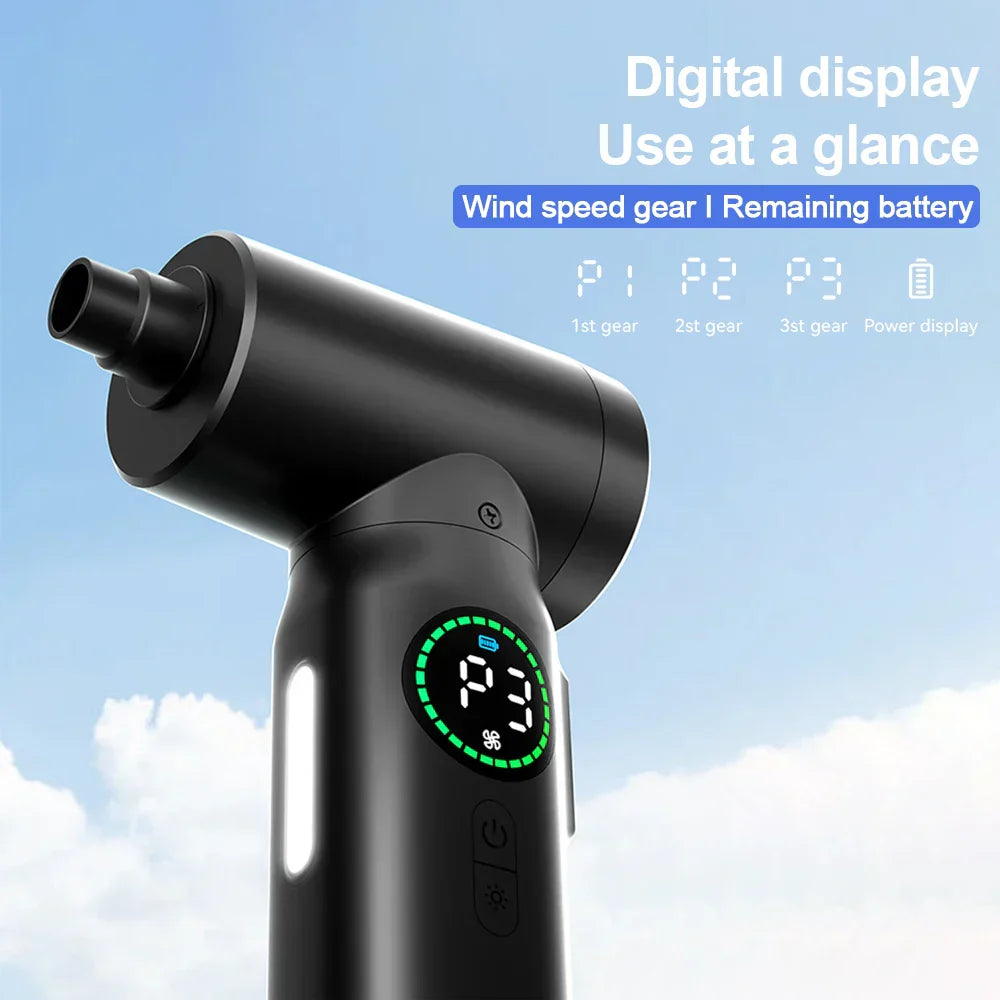 Norvo | 2-i-1 Bærbar Støvsuger og Blåser med Komprimert Luft og LED Lys (7500mAh)