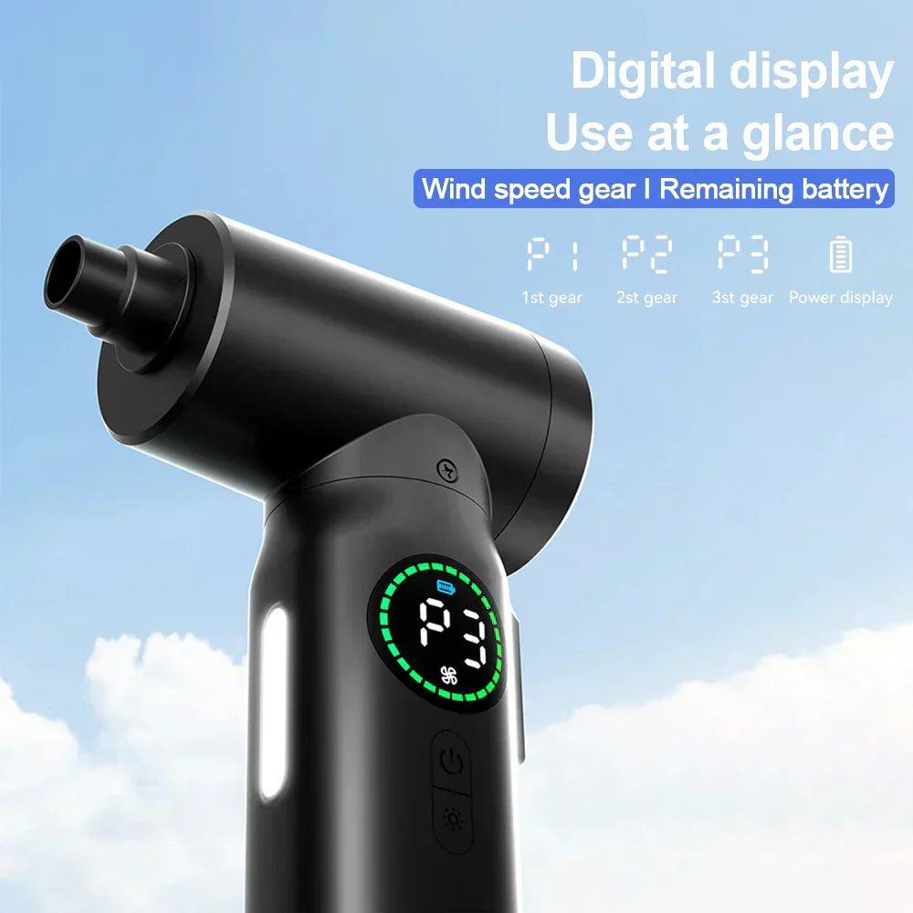 Norvo | 2-i-1 Bærbar Støvsuger & Blåser | 7500mAh Batteri, LED Lys & Allsidig for Hjem, Bil & Kontor Rengjøring