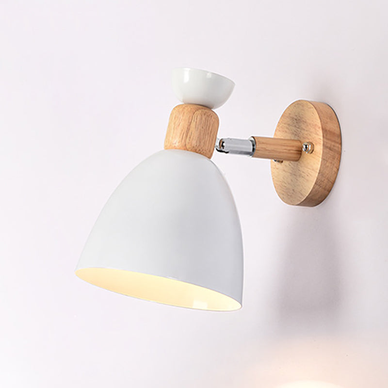 Norvo | Moderne Minimalistisk Rund Horn Aluminium Tre 1-Lys Vegglampe for Soverom