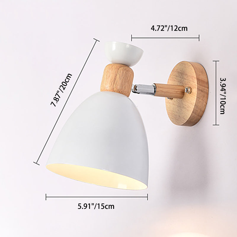Norvo | Moderne Minimalistisk Rund Horn Aluminium Tre 1-Lys Vegglampe for Soverom