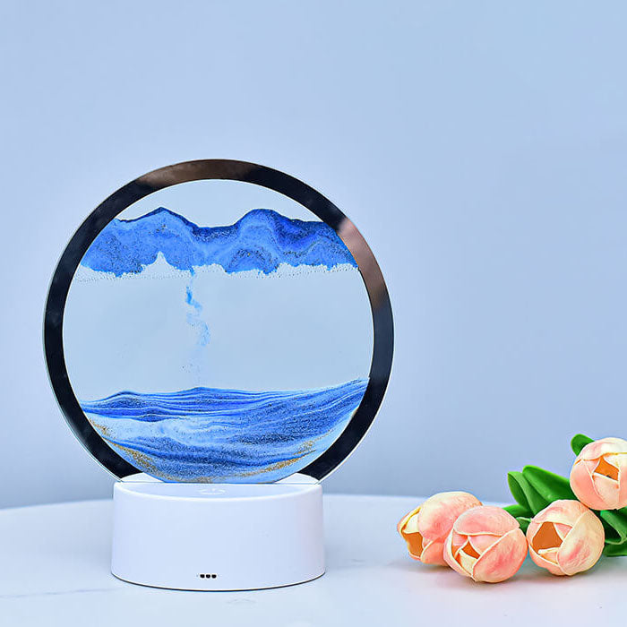 Norvo | Kreativ Rund Timeglass Quicksand 3D LED Nattlampe Bordlampe