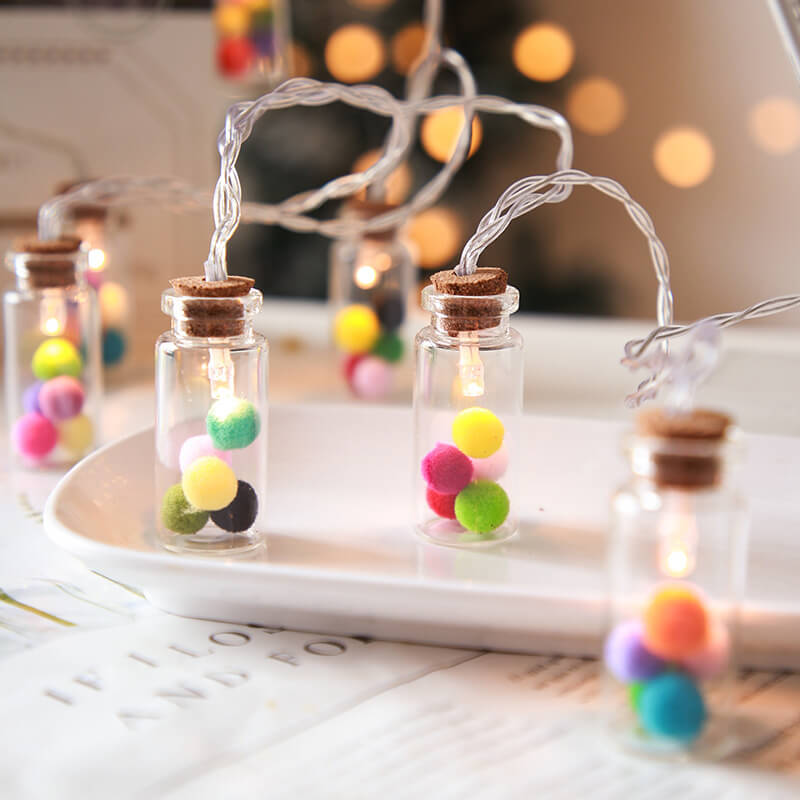 Norvo | Jule LED Ønske Flaske Tre Snø Batteri Boks Dekorativ Lyskæde