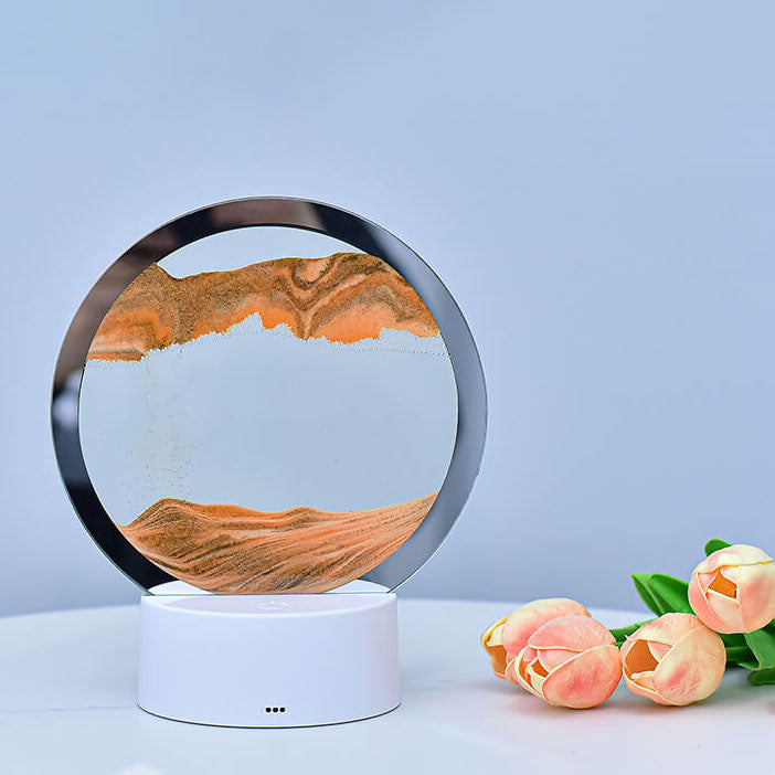 Norvo | Kreativ Rund Timeglass Quicksand 3D LED Nattlampe Bordlampe