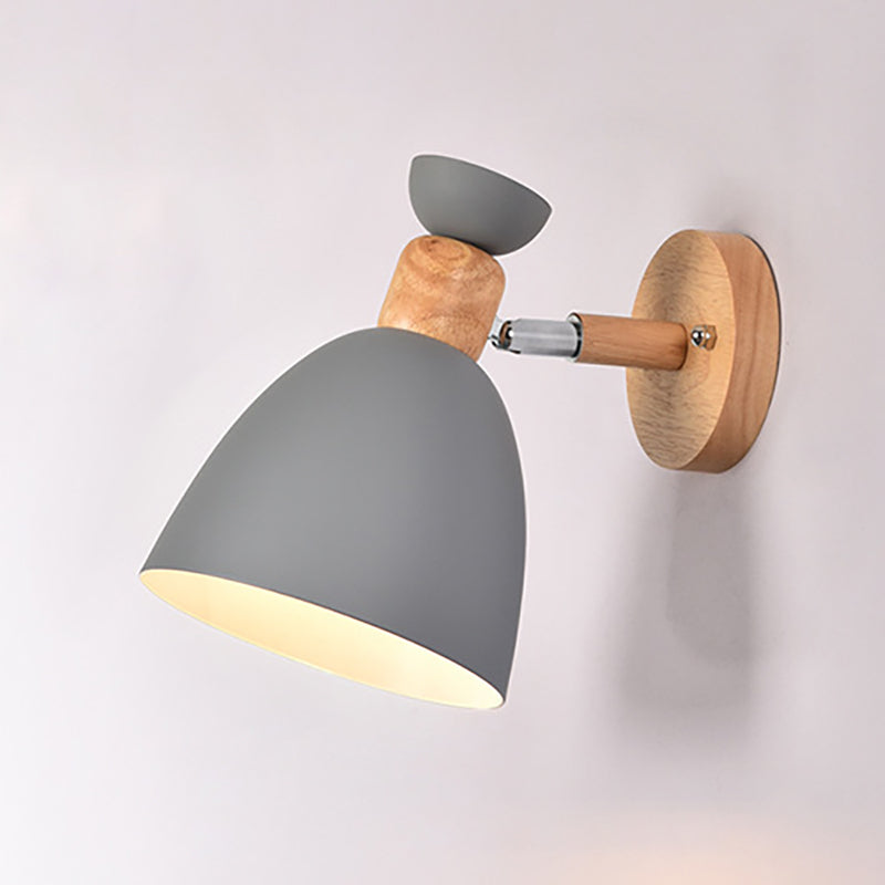 Norvo | Moderne Minimalistisk Rund Horn Aluminium Tre 1-Lys Vegglampe for Soverom