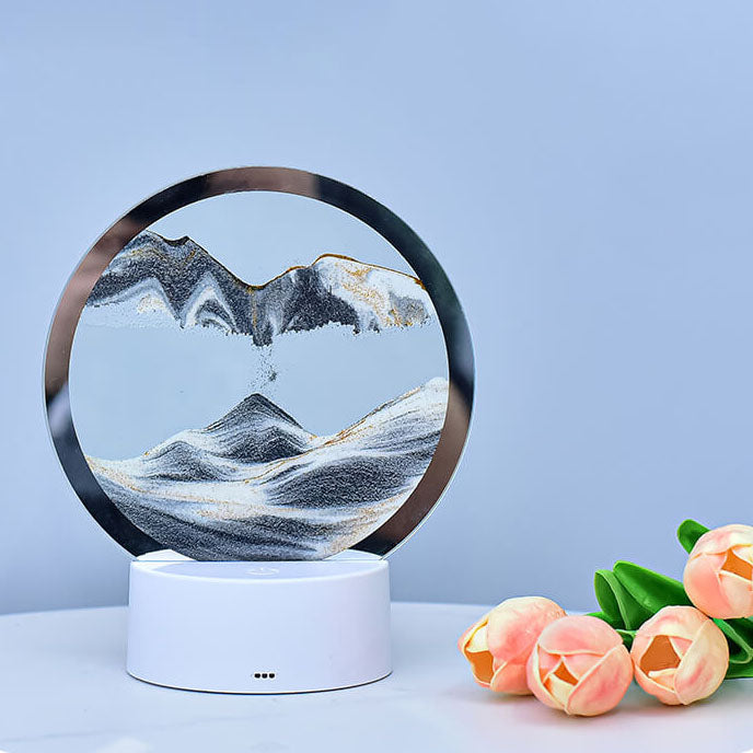 Norvo | Kreativ Rund Timeglass Quicksand 3D LED Nattlampe Bordlampe