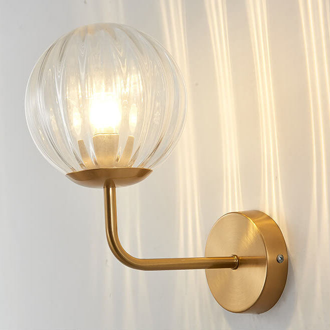 Norvo | Moderne Luksus Rund Kule Jern Glass 1-Lykt Vegglampe