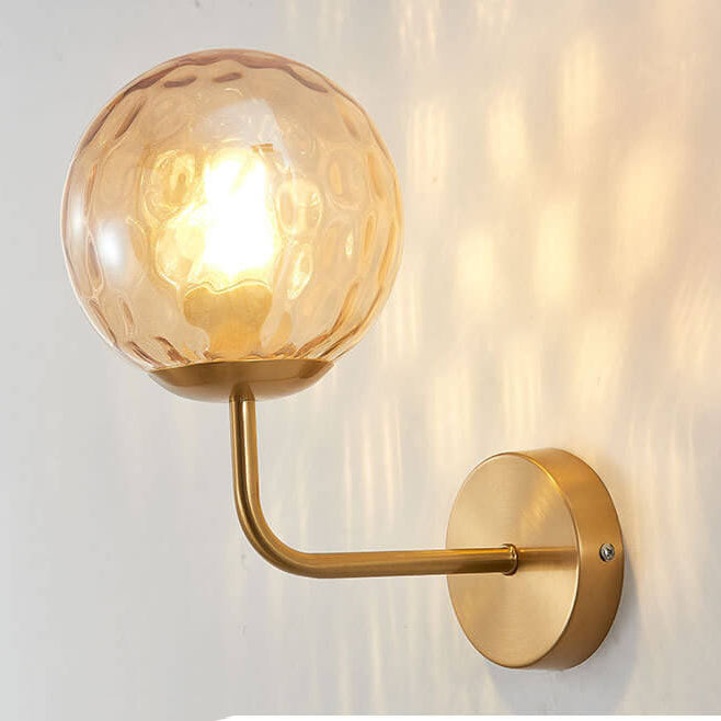 Norvo | Moderne Luksus Rund Kule Jern Glass 1-Lykt Vegglampe