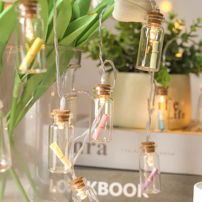 Norvo | Jule LED Ønske Flaske Tre Snø Batteri Boks Dekorativ Lyskæde