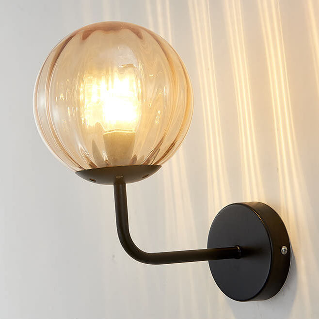 Norvo | Moderne Luksus Rund Kule Jern Glass 1-Lykt Vegglampe
