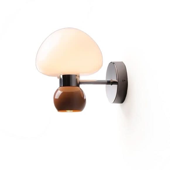 Norvo | Cream Colored Glass Mushroom Wall Lamp