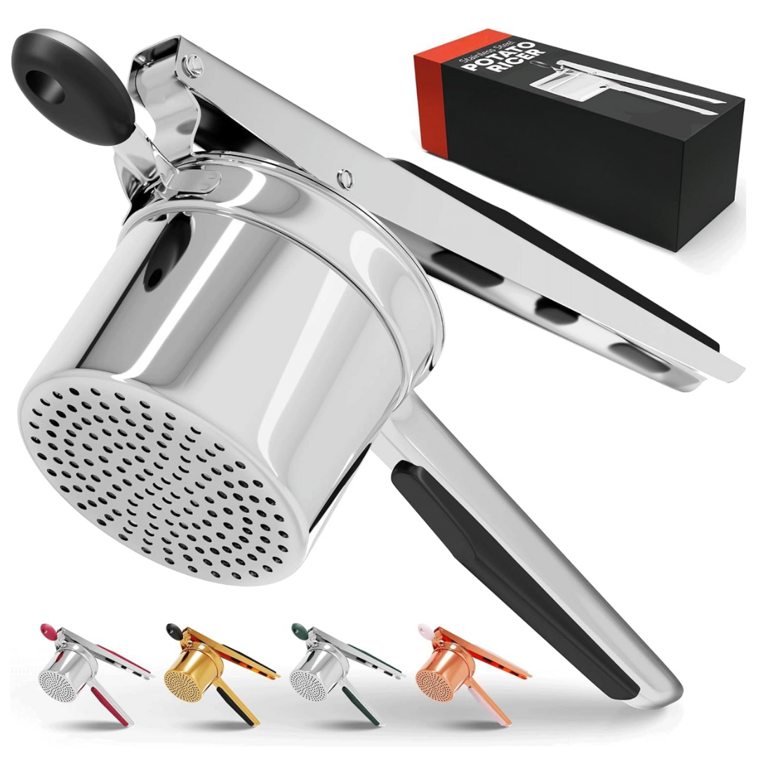 Norvo | PureMasher Pro Rustfritt Stål Potetmoser 15oz | Ekstra Stor Kapasitet | For Potetmos, Grønnsaker & Frukt | Klumpfri & Holdbar