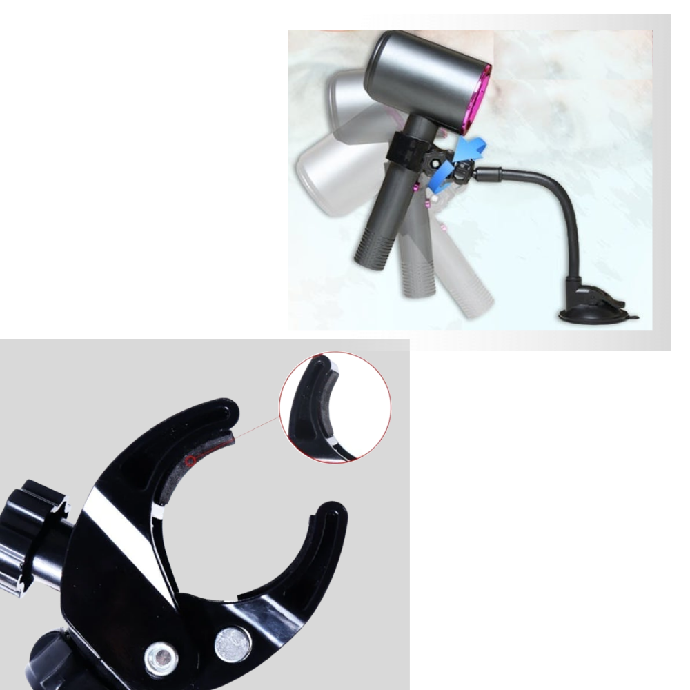 Håndfri holder for hårføner
