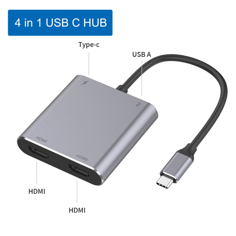Norvo | 4 i 1 Type-C til Dual HDMI + USB + Type-C HUB Adapter