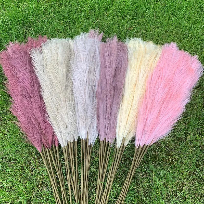 Norvo | 5 stykker 100 cm Kunstig Pampasgress Tørket Blomsterbukett Bryllup Fest Dekorasjon Hjem Rom DIY Kunstige Planter Dekorasjonsmateriell