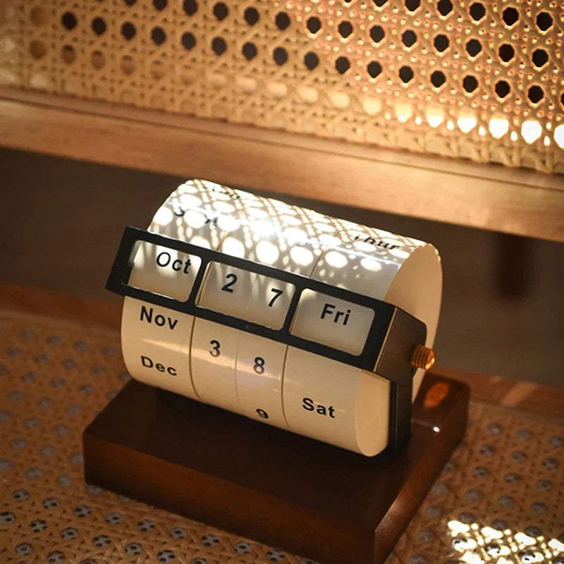 Norvo | Mid-Century Rotating Wooden Perpetual Desk Calendar