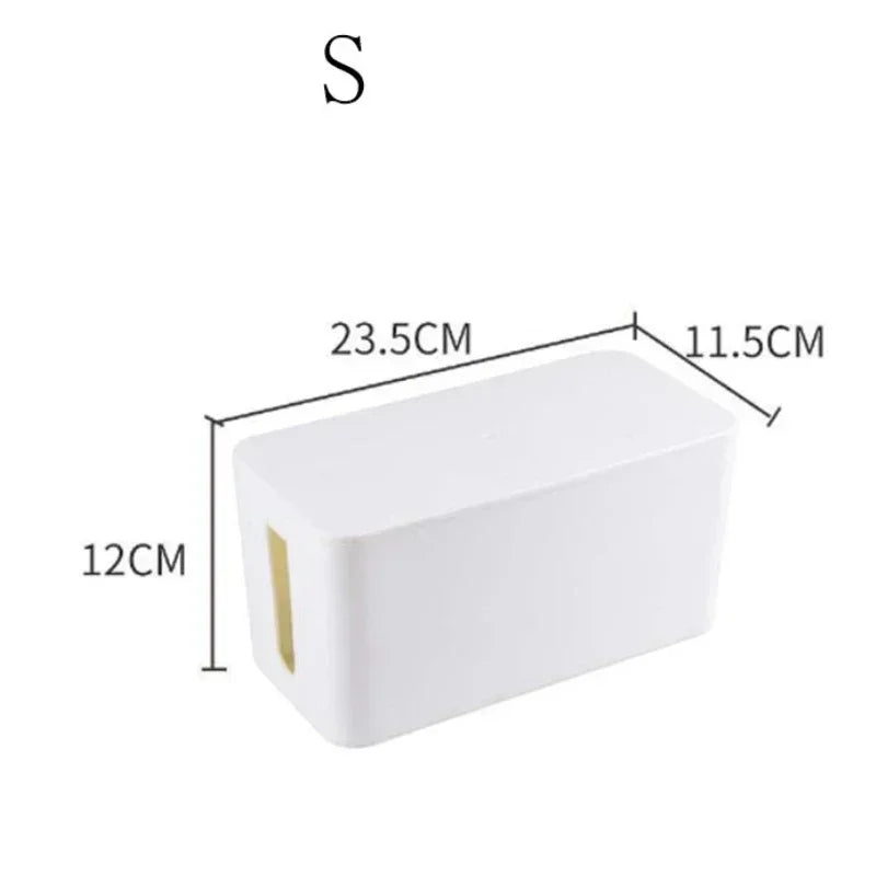 Norvo | Kabelux Kabelboks med lokk | 32×13×12 cm | Stikkontakt & Lading Kabel Organizer | Støvbeskyttelse for Strømforsyninger & Rutere