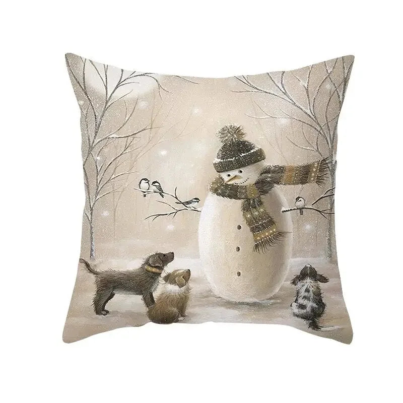 Juleputetrekk Sett – Elegant Juledekorasjon for Sofa og Stue, Festlige Putetrekk 45x45 cm, Høy- Kvalitets Bomull