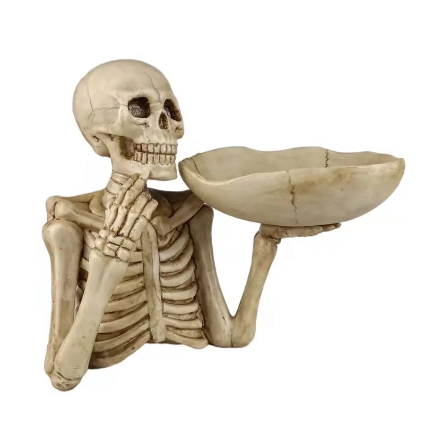 Norvo | SkullServe | Hodeskalle Dekorasjonstallerken laget av Harpiks | Gothic & Halloween Akcent | Allsidig Bruk