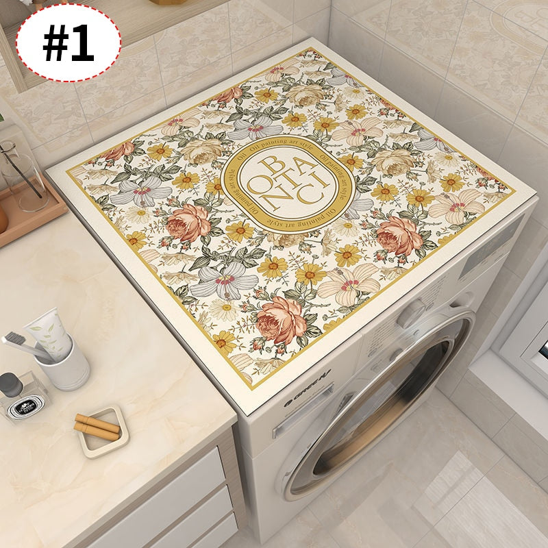 Norvo | Retro Floral Vaskemaskin Deksel Dreneringsmatte