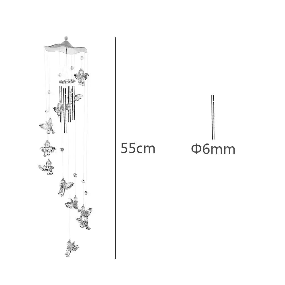 Norvo | Klangverve Vindklokke "Luftkyss" | Romantiske Lydspill med Sommerfugl & Klokke | 55 cm Metalldekor for Hage, Balkong & Vindu