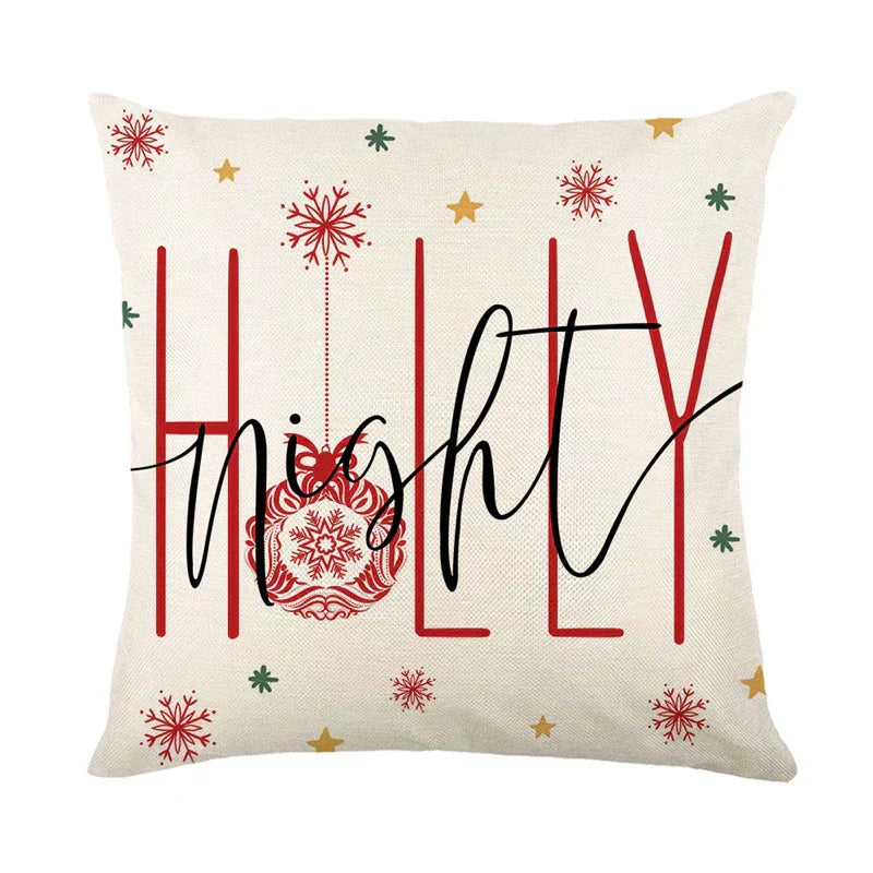 Juleputevarsler 45x45 cm – Vinter dekorative putetrekk til sofa og stue, høy kvalitet bomull, juledesign med snødekt landskap
