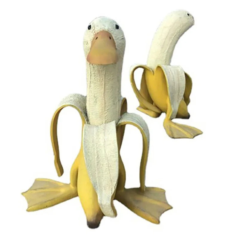 Norvo | BananaDuck Skulptur "Quaki" | Morsom Hagedekor | Værbestandig Harpiks | 17 cm