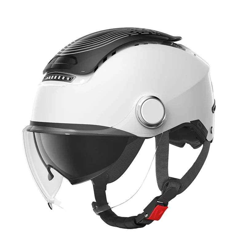 Norvo | Åpen ansikts motorsykkelhjelm med doble linser og pustende sommerdesign – RiderMax