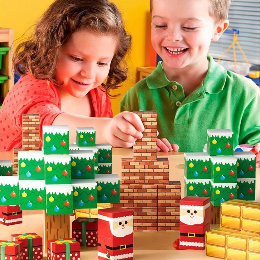 Norvo | Magnetiske Byggefliser Juleutgave STEM Sensoriske Klosser for Småbarn