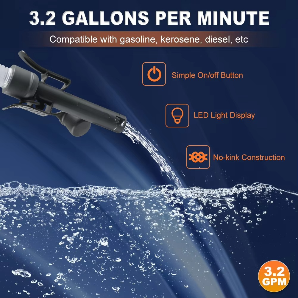 Norvo | Advanced 3.2GPM Auto-stop DC 12V fuel transfer pump with leak protection & 4-tank adapter