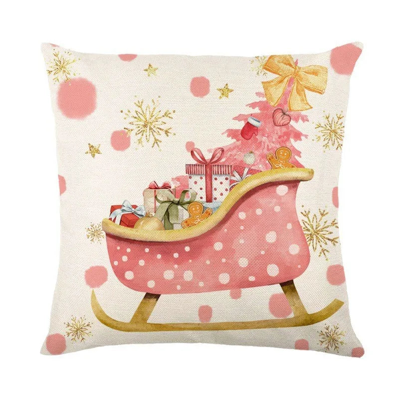 Juleputevarsler 45x45 cm – Vinter dekorative putetrekk til sofa og stue, høy kvalitet bomull, juledesign med snødekt landskap