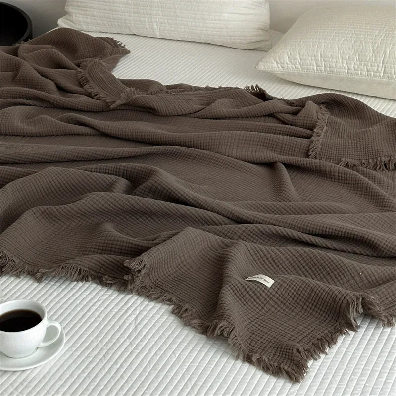 Norvo | Ensfarget bomull sofa teppe