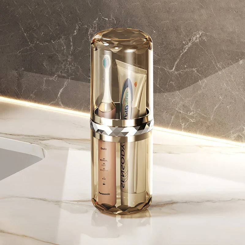 Norvo | Dentova Reiseskappel med Tannbørsteeske | 2-i-1 Oppbevaringsbeholder for Tannbørste & Munnhygiene | Ideell for På Farten