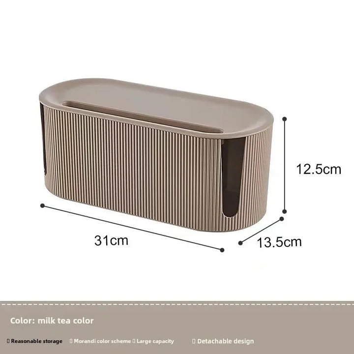 Norvo | Kabelux Kabelboks med lokk | 32×13×12 cm | Stikkontakt & Lading Kabel Organizer | Støvbeskyttelse for Strømforsyninger & Rutere