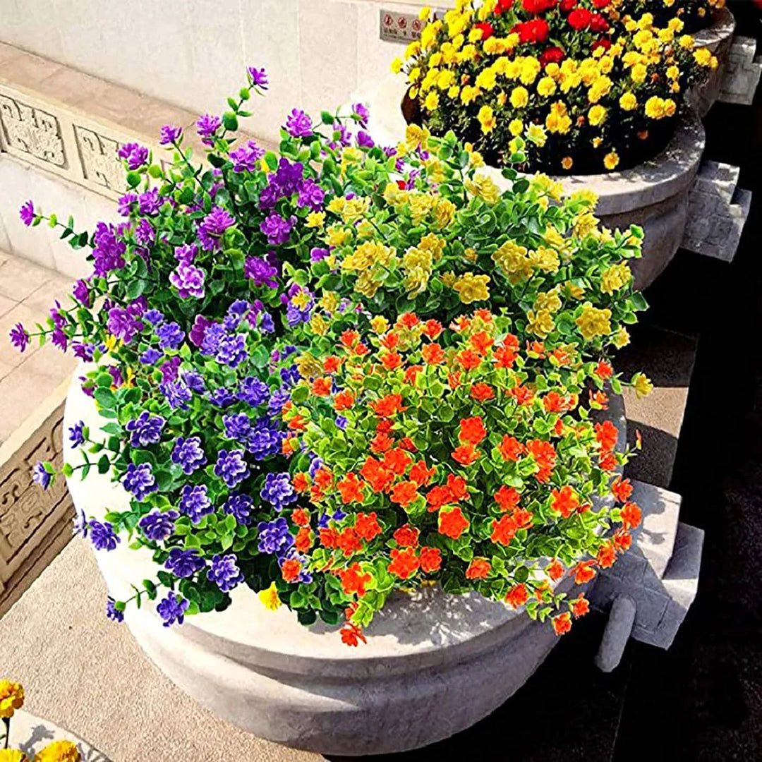Norvo | Kunstige blomster FloraSun | UV-bestandig og værbestandig | Hengende dekorative planter for hage og balkong | Enkel pleie og eviggrønn