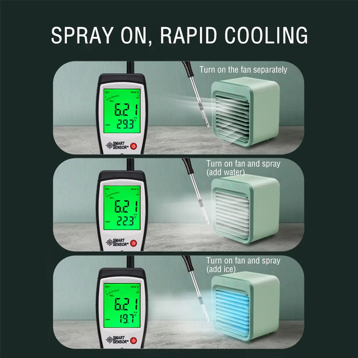 Norvo | Coolivio Mini AirCooler | Bærbar 3-i-1 USB-vifte med luftfukting og kjølefunksjon | 3 nivåer | 2500 mAh batteri | For kontor, reise og hjem