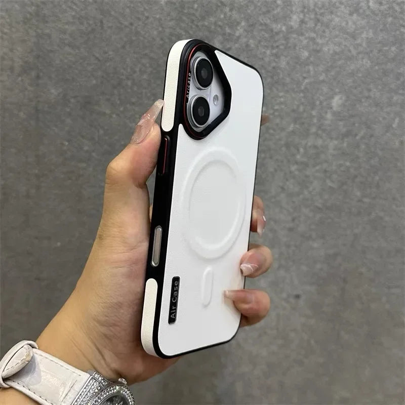 Luksus Executive MagSafe Lær Design Etui for iPhone 16 12 13 14 15 Pro Max Trådløs Lading Støtsikker Deksel