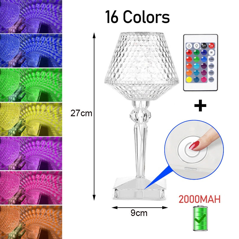 Norvo | Diamond Glow Oppladbar Krystall Bordlampe