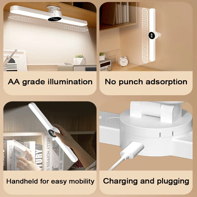 Norvo | LED Skrivebord Lampe ClarioMag | Med Klokke & Alarm | Magnetisk & USB Oppladbar | Trinnløst Dimmbar | 35 cm