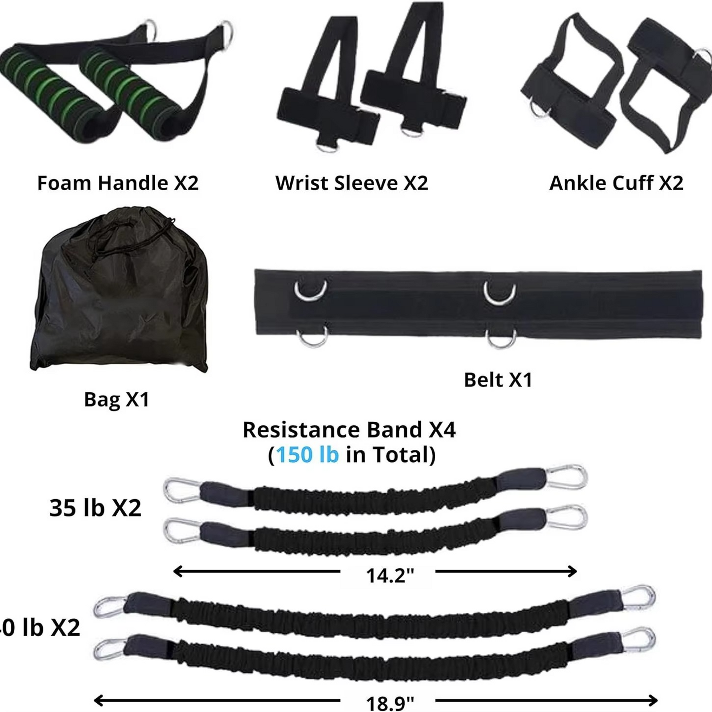 Norvo | Motstands treningsbelte sett for bein og kjerne styrke