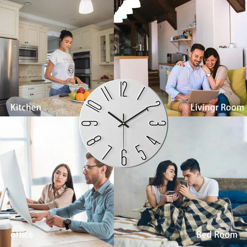 Treveggklokke uten ramme – skandinavisk stil – veggdekorasjon for stuen og soverommet