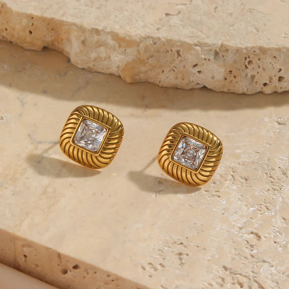Norvo | Chunky Spiral Texture Diamant Akzentuerte Øredobber
