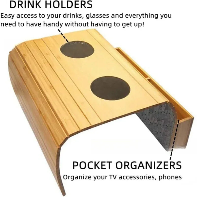 Minimalist Bamboo Sofa Armrest Organizer | Norvo