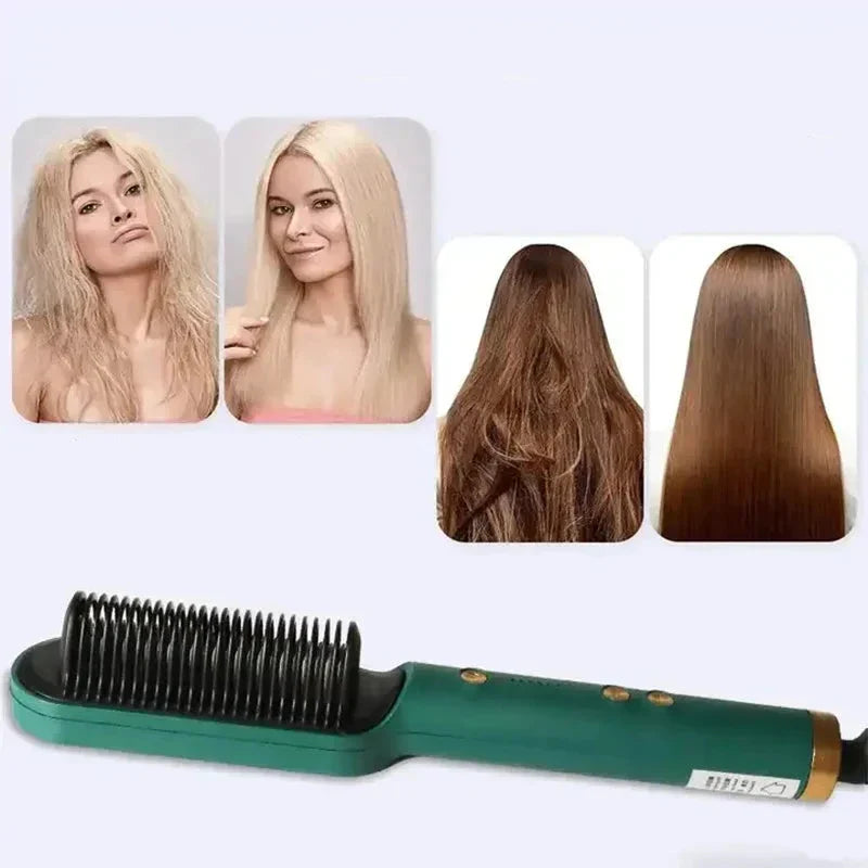 Norvo | Hårutrettingsbørste UK – 2-i-1 Termisk Kam Utretter & Krøller med Justerbar Varme & Turmalin Teknologi