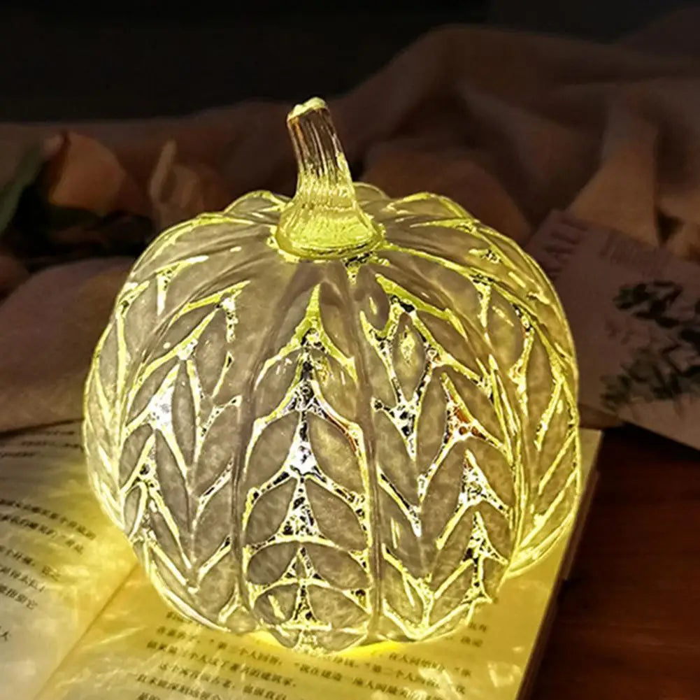 Norvo | Aurelia Glow Glass Pumpkin Decoration | Starry Sky Design | LED- og timerfunksjon | Høst & Halloween