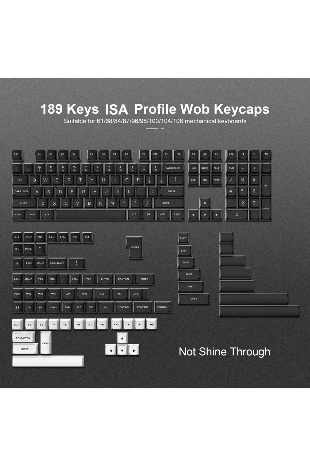 Isa Keycaps Svart Hvit ISA Keycaps – Norvo.no