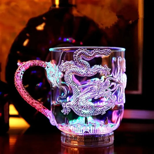 Norvo | 1 stykke fargeforandrende luminescerende LED dragekrus vannaktiverte lys øl kaffe melk te vin whiskey bar kopp reise kreativ gave