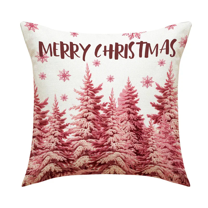 Juleputevarsler 45x45 cm – Vinter dekorative putetrekk til sofa og stue, høy kvalitet bomull, juledesign med snødekt landskap