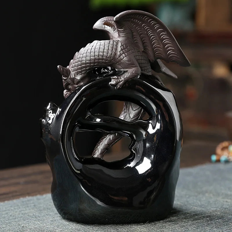Norvo | Dracarys Keramisk Røkelsesholder | Backflow Design med Drage | Vintage Dekor | For Meditasjon & Aromaterapi
