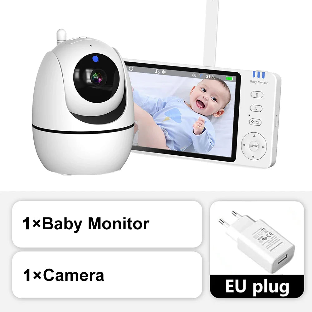 Norvo | 5-tommers HD video baby monitor med kamera, PTZ zoom og nattsyn